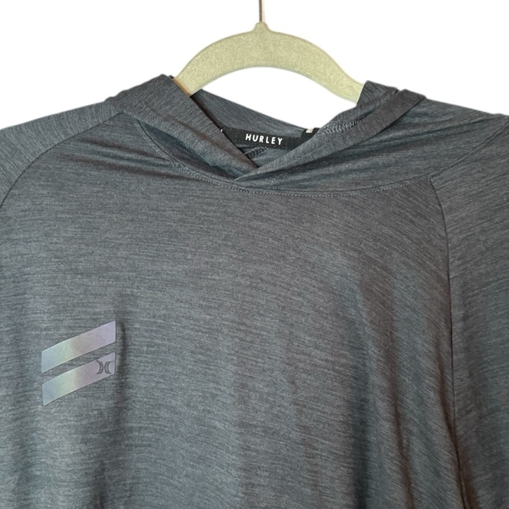 Hurley Men’s Long Sleeved Dark Gray Size L Logo Spandex Workout Athletic Hoodie - Picture 5 of 7